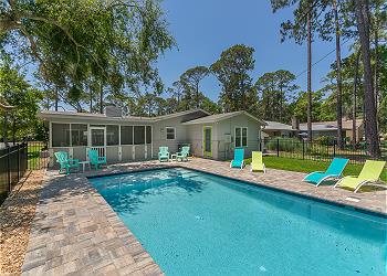 Private pool in the backyard of Jekyll vacation rental